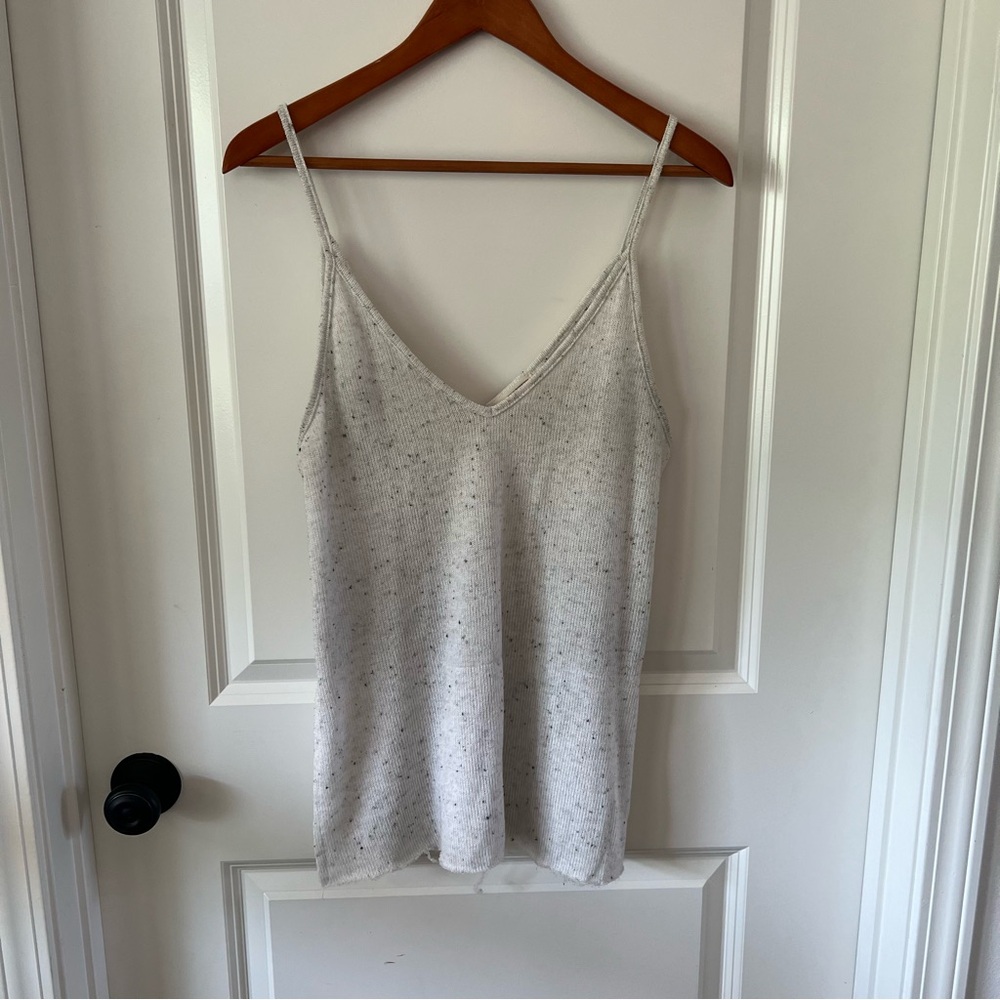 Urban Outfitters Cream/tan Speckled V-Neck Knit Top